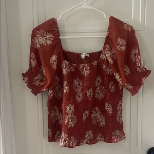 Madewell Rust Floral Smocked Women's Top